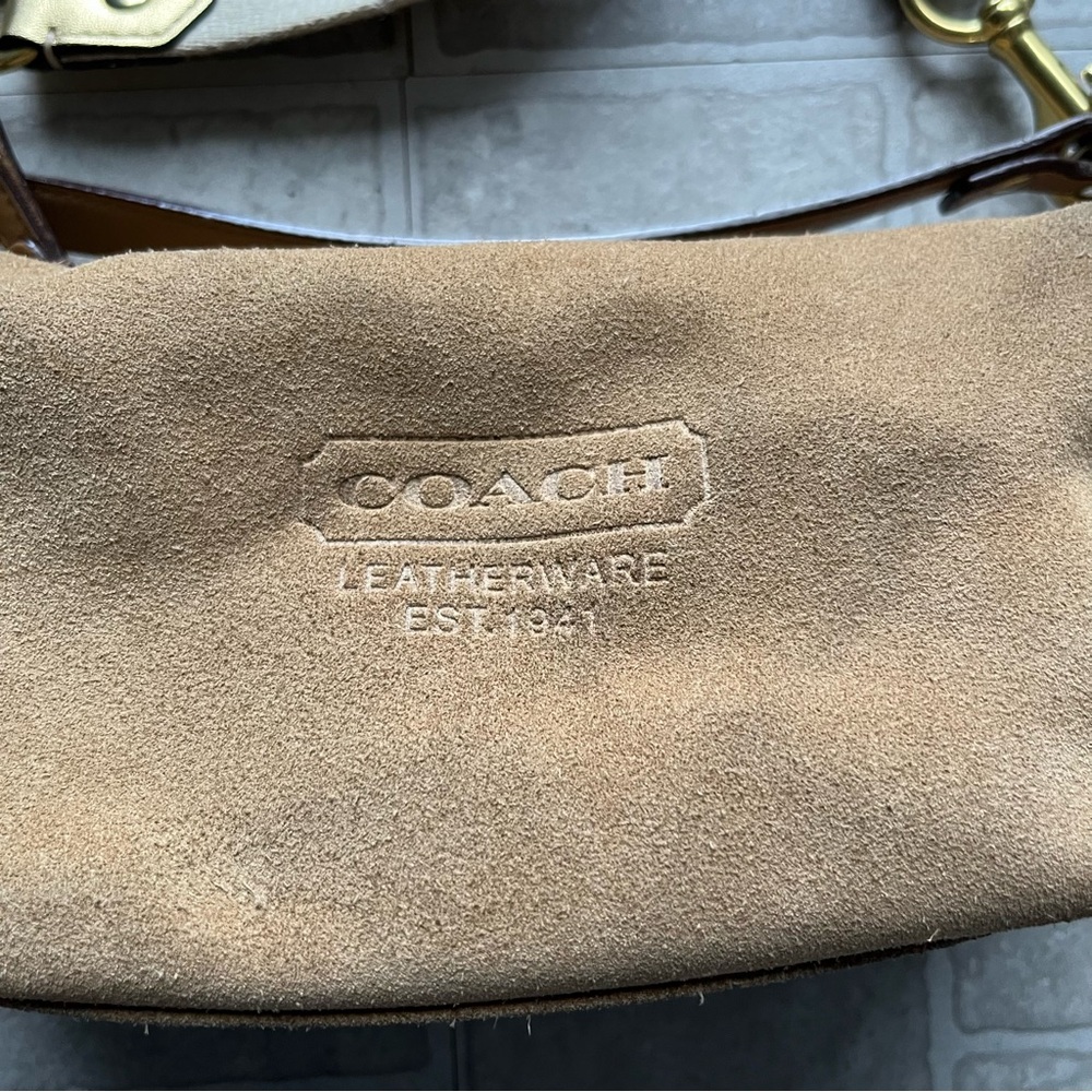 Suede Leatherware Tan Coach Mini Bag Cross Body Strap - Picture 4 of 10